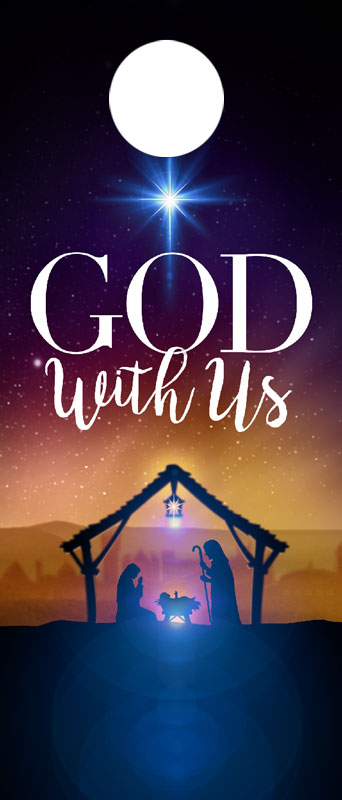 Door Hangers, Christmas, God With Us Advent, Standard size 3.625 x 8.5, with 3 per 8.5 x 11 sheet