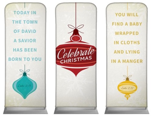 Banners, Christmas, Retro Ornaments, 2'7 x 6'7