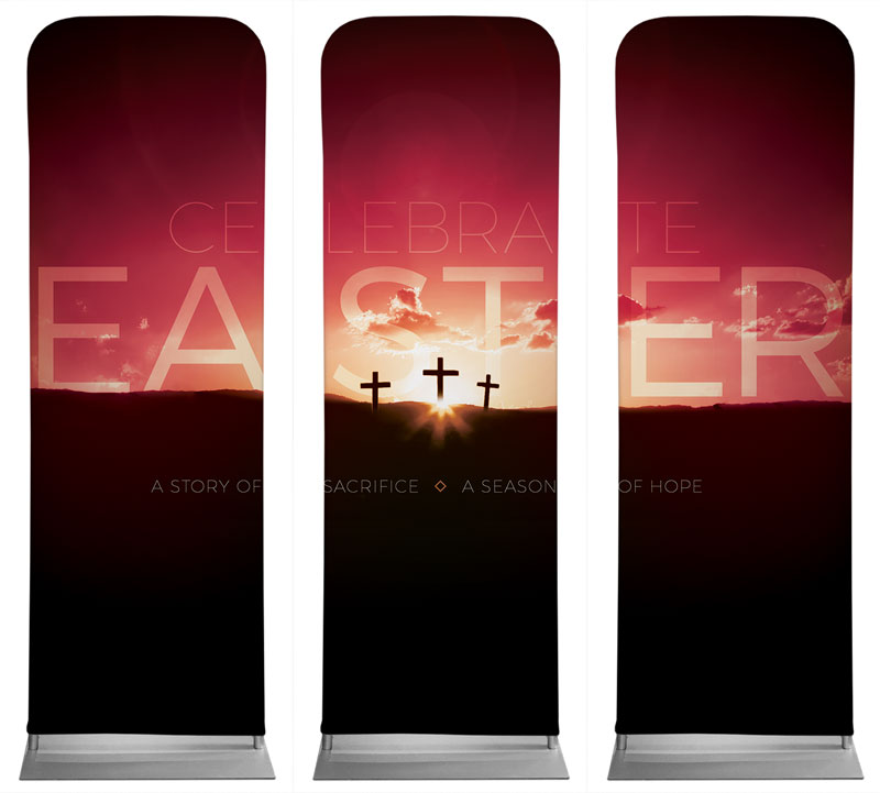 Banners, Spring - General, Celebrate Easter Crosses, 2' x 6'