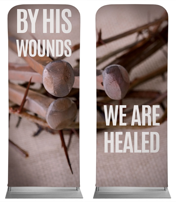 Banners, Easter, By His Wounds Pair, 2'7 x 6'7