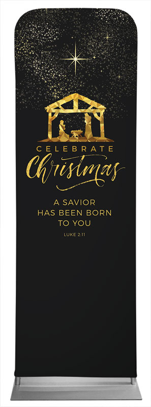 Banners, Christmas, Black and Gold Nativity, 2' x 6'