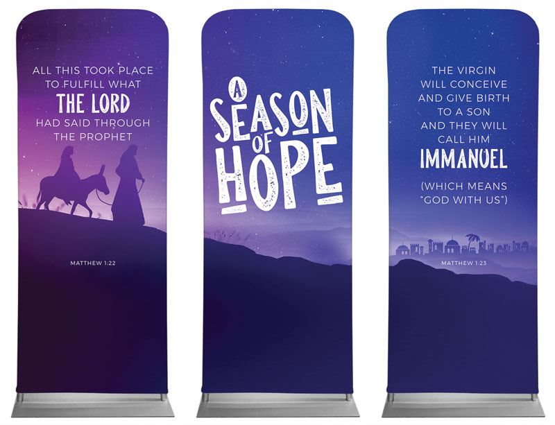 Banners, Christmas, A Season Of Hope Purple Triptych, 2'7 x 6'7