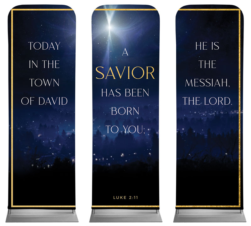 Banners, Christmas, Christmas Together Night Triptych, 2' x 6'