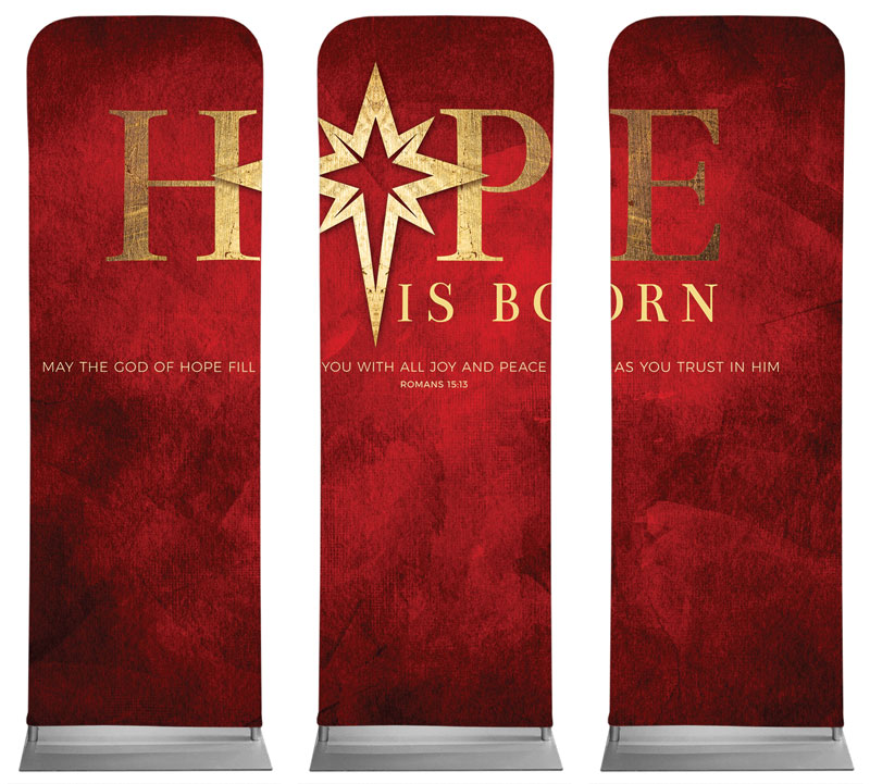 Banners, Christmas, Hope Is Born Star Triptych, 2' x 6'