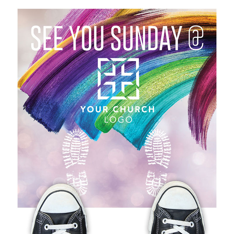 Floor Stickers, Easter, Shimmer Stroke Easter See You Sunday, 17 x 17