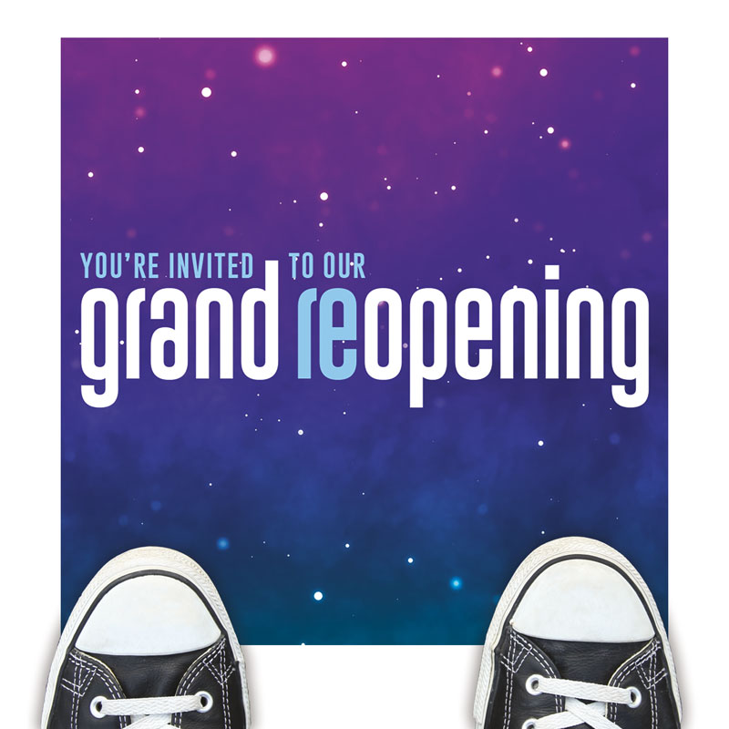 Floor Stickers, Welcome Back, Grand ReOpening Sparkle, 12 x 18