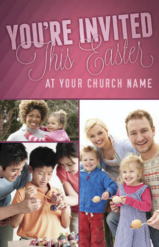 Church Postcards, Easter, Invited This Easter Pink, 5.5 X 8.5
