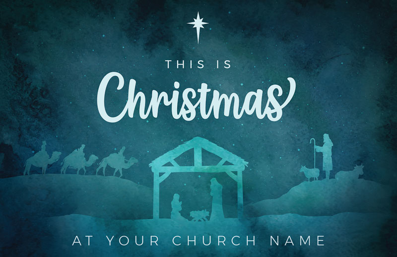 Church Postcards, Christmas, Teal This Is Christmas, 5.5 X 8.5
