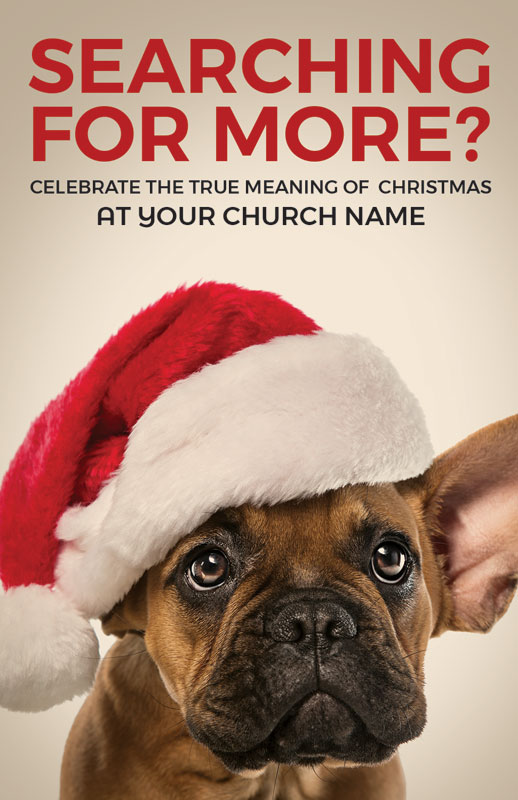 Church Postcards, Christmas, Santa Hat Puppy, 5.5 X 8.5