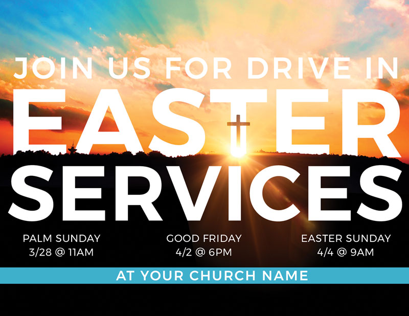 InviteCards, Easter, Drive In Easter Services, 4.25 x 5.5