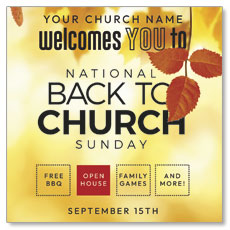 Back to Church Welcomes You Orange Leaves 