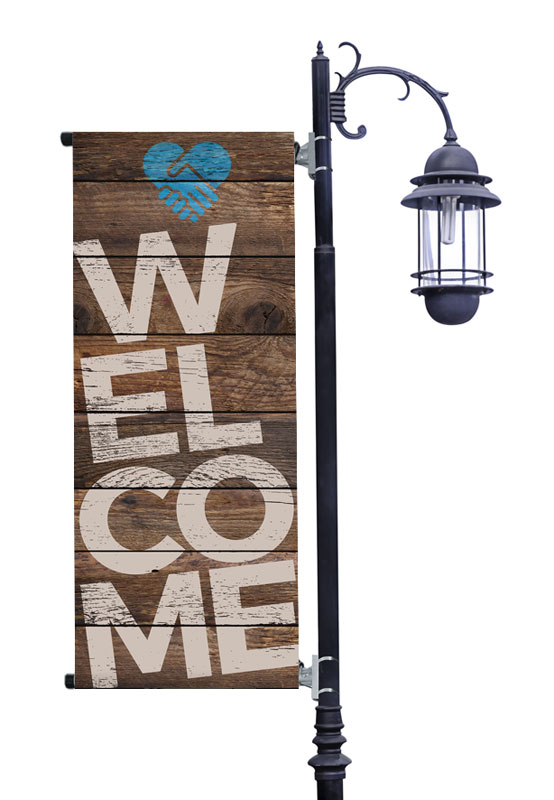 Banners, Welcome, Shiplap Welcome Natural, 2' x 5'