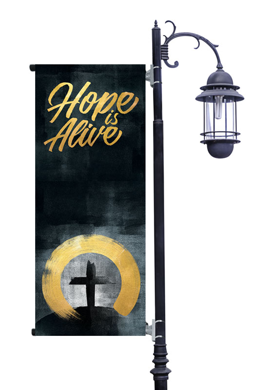 Banners, Easter, Hope Is Alive Gold, 2' x 5'