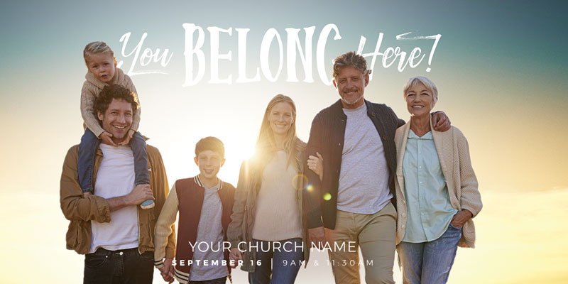 Church Postcards, Back To Church Sunday, BTCS You Belong Here Family, 5.5 x 11