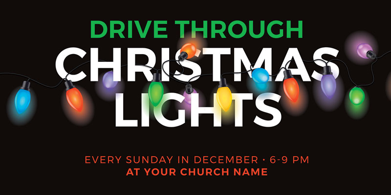 Church Postcards, Christmas, Drive Through Christmas Lights, 5.5 x 11
