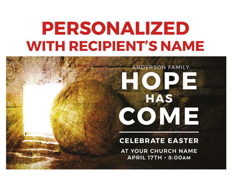 Church Postcards, Easter, Hope Has Come Tomb (Personalized), 5.5 x 11