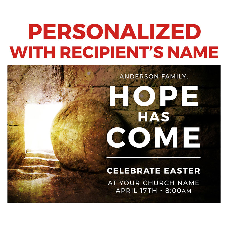 Church Postcards, Easter, Hope Has Come Tomb (Personalized), 5.5 X 8.5