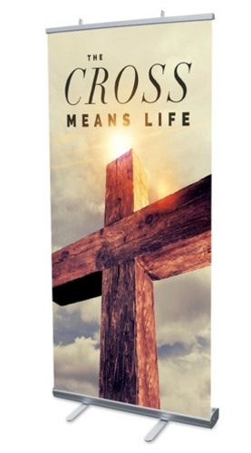 Banners, Easter, Cross Means Life, 4' x 6'7