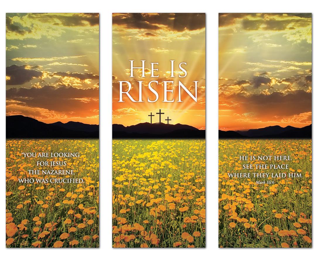 Banners, Easter, He is Risen Triptych , 2'7 x 6'7