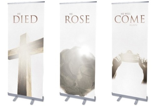 Banners, Easter, Truth Triptych, 2'7 x 6'7