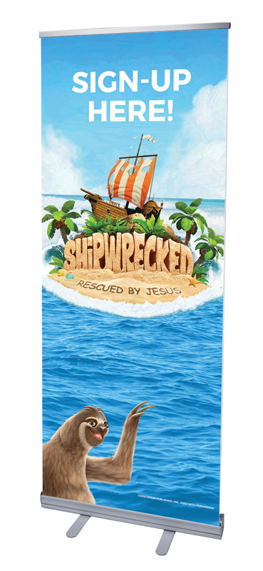 Banners, VBS / Camp, Shipwrecked Sign Up, 2'7 x 6'7