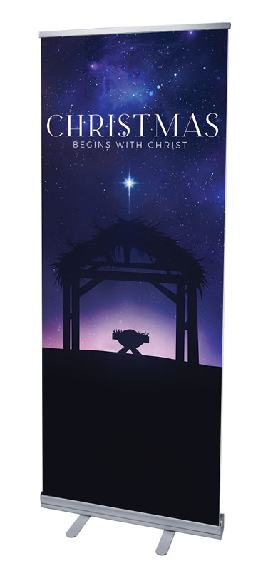 Banners, Christmas, Begins With Christ Manger, 2'7 x 6'7