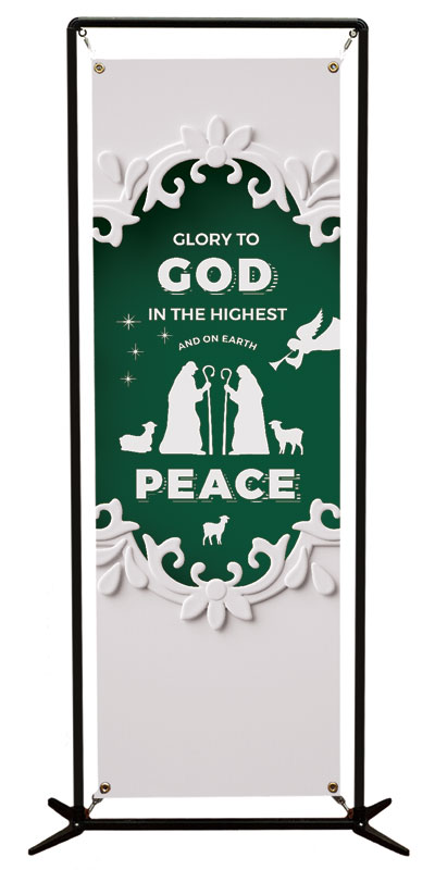 Banners, Christmas, Paper Cut Out Christmas Green, 2' x 6'