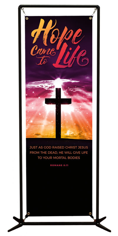 Banners, Easter, Hope Life Cross Scripture, 2' x 6'