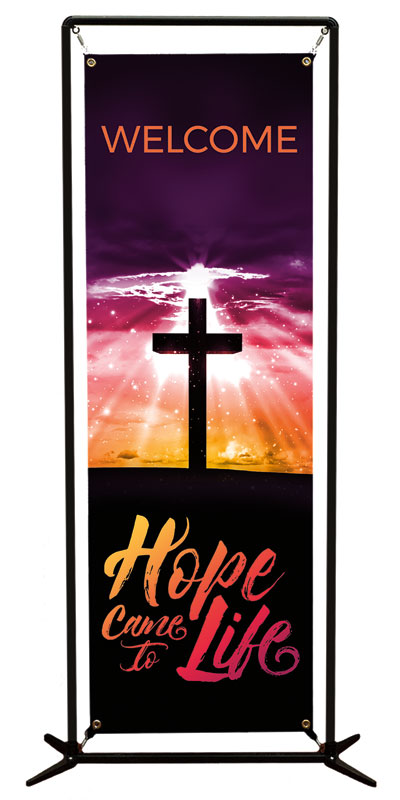 Banners, Easter, Hope Life Cross Welcome, 2' x 6'