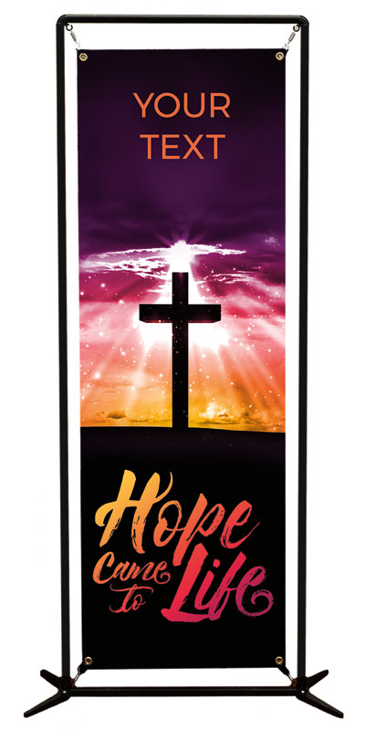 Banners, Easter, Hope Life Cross Your Text, 2' x 6'