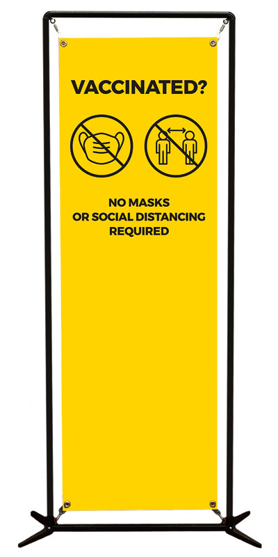Banners, Welcome Back, Yellow Vaccinated Icons, 2' x 6'