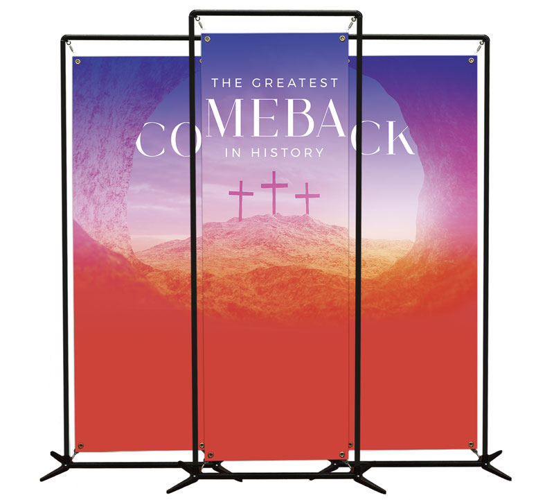 Banners, Easter, Greatest Comeback Triptych, 2' x 6'