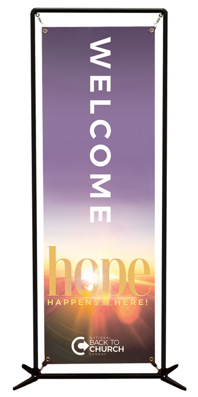 Banners, Back To Church Sunday, BTCS Hope Happens Here Welcome, 2' x 6'