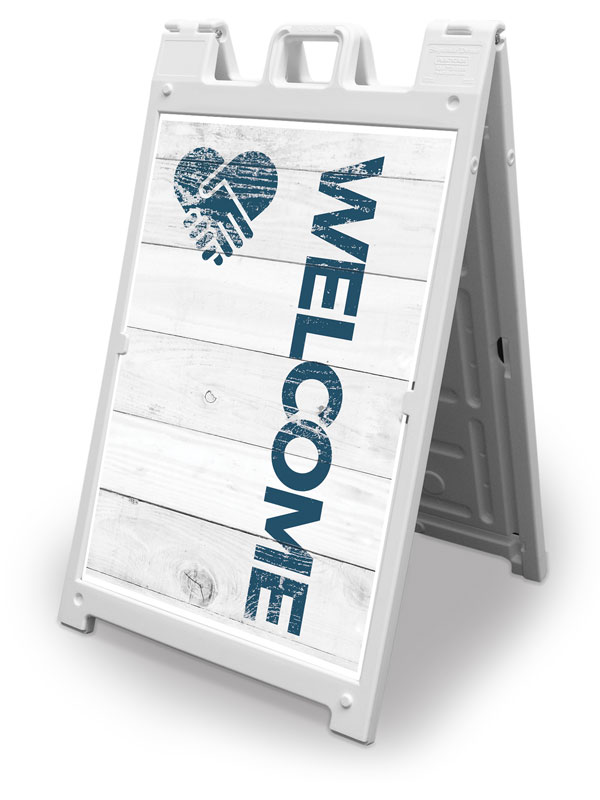 Banners, Welcome, Shiplap Welcome White, 2' x 3'
