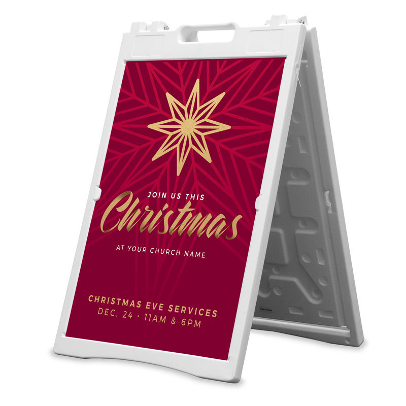 Banners, Christmas, Christmas Gold Star, 2' x 3'