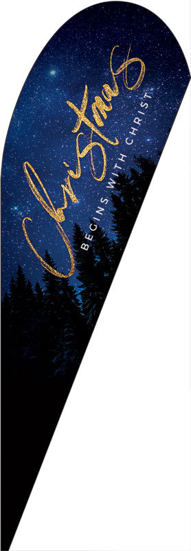 Banners, Christmas, Night Sky Gold Script Christmas, 2' x 8.5'