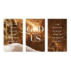 God With Us Manger Gold Triptych 