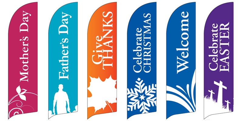 Banners, Christmas, Special Sunday Flag Banner Set (6), 2' x 8.5'