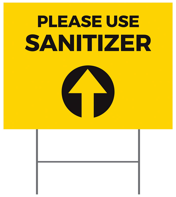 Yard Signs, Welcome Back, Yellow Sanitizer Arrow, 18 x 24