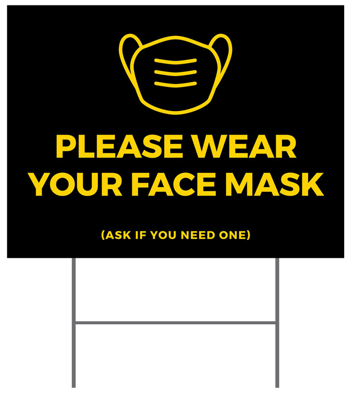 Yard Signs, Welcome Back, Jet Black Face Mask, 18 x 24