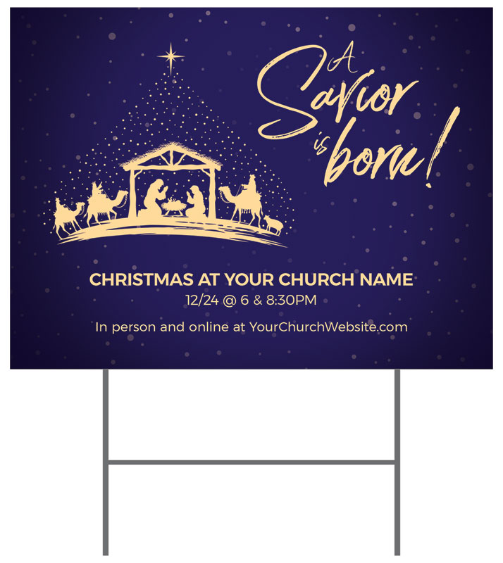 Yard Signs, Christmas, Christmas Star Savior Is Born, 18 x 24