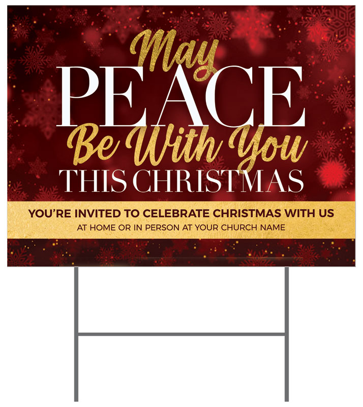 Yard Signs, Christmas, Peace Be With You Red, 18 x 24