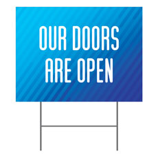 Retro Geo Blue Doors Are Open 