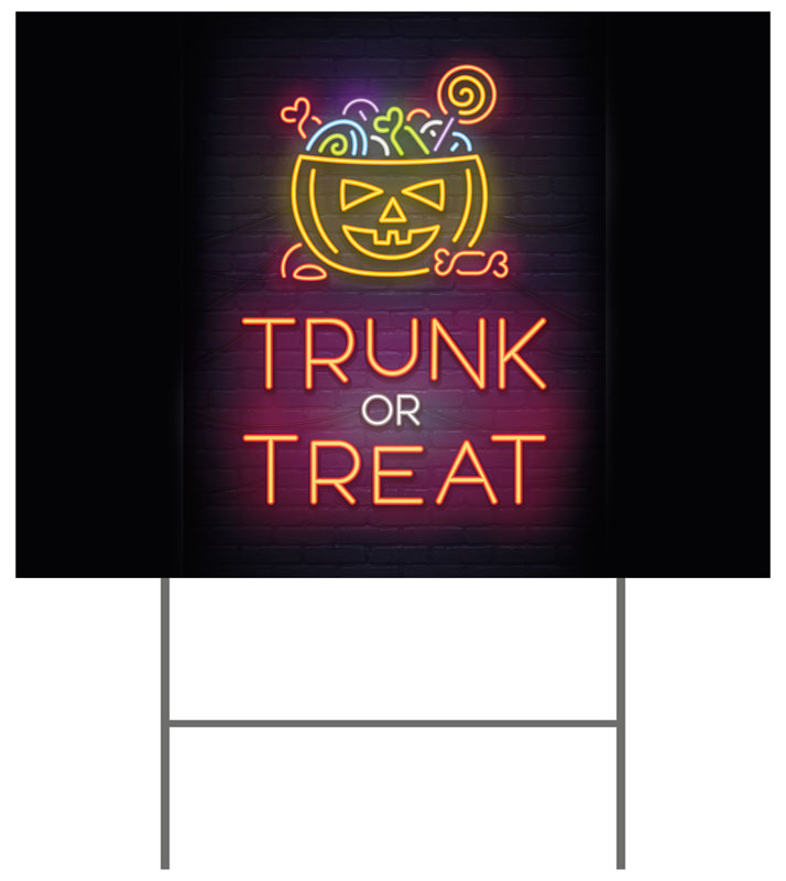 Yard Signs, Fall - General, Trunk or Treat Neon, 18 x 24